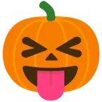 faccina che strizza gli occhi e mostra la lingua + zucca di Halloween