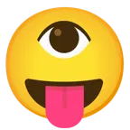 faccina che strizza gli occhi e mostra la lingua + occhio