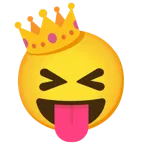 faccina che strizza gli occhi e mostra la lingua + corona