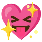faccina che strizza gli occhi e mostra la lingua + cuore che luccica