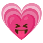 faccina che strizza gli occhi e mostra la lingua + cuore che cresce