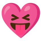 faccina che strizza gli occhi e mostra la lingua + cuore con fiocco