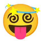 faccina che strizza gli occhi e mostra la lingua + stella con scia
