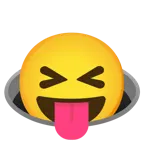 faccina che strizza gli occhi e mostra la lingua + buco