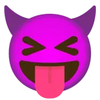 faccina che strizza gli occhi e mostra la lingua + faccina con sorriso e corna