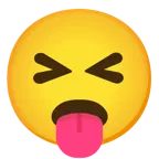 squinting face with tongue + frowning face with open mouth