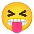 squinting face with tongue + grimacing face
