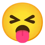 squinting face with tongue + face with open mouth