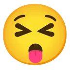 squinting face with tongue + hushed face