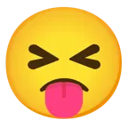 squinting face with tongue + slightly frowning face