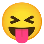faccina che strizza gli occhi e mostra la lingua + non vedo