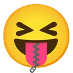 squinting face with tongue + zipper-mouth face