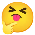 squinting face with tongue + thinking face