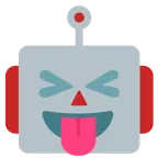 faccina che strizza gli occhi e mostra la lingua + faccina di robot