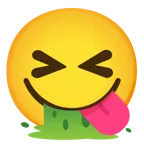 faccina che strizza gli occhi e mostra la lingua + faccina che vomita