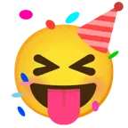squinting face with tongue + partying face