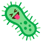 faccina che strizza gli occhi e mostra la lingua + microbo
