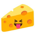 faccina che strizza gli occhi e mostra la lingua + fetta di formaggio