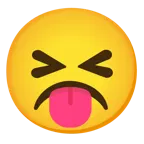 squinting face with tongue + frowning face