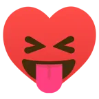 faccina che strizza gli occhi e mostra la lingua + cuori