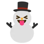 faccina che strizza gli occhi e mostra la lingua + pupazzo di neve senza neve