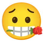 faccina preoccupata + rosa