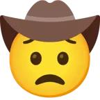 faccina preoccupata + faccina con cappello da cowboy