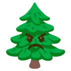 faccina arrabbiata + albero sempreverde