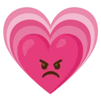 faccina arrabbiata + cuore che cresce