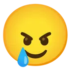 faccina arrabbiata + faccina sorridente con lacrima
