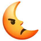 faccina accigliata + faccina ultimo quarto di luna