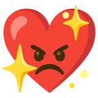faccina accigliata + cuore che luccica