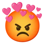 faccina accigliata + cuore con freccia