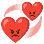 faccina accigliata + cuori che girano