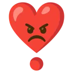 faccina accigliata + punto esclamativo a cuore