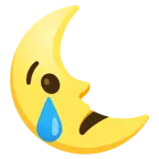 faccina che piange + faccina ultimo quarto di luna