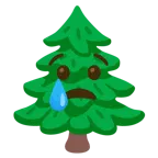 faccina che piange + albero sempreverde