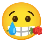 faccina che piange + rosa