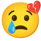 faccina che piange + cuore infranto