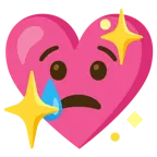 faccina che piange + cuore che luccica