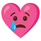 faccina che piange + cuore con fiocco