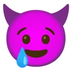 faccina che piange + faccina con sorriso e corna