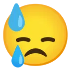 faccina che piange + faccina abbattuta sudata