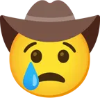 faccina che piange + faccina con cappello da cowboy