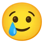 faccina che piange + faccina sorridente con lacrima