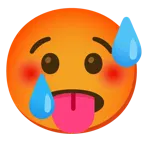 faccina che piange + faccina accaldata