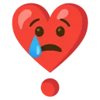 faccina che piange + punto esclamativo a cuore
