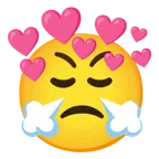 faccina che sbuffa + cuore con freccia
