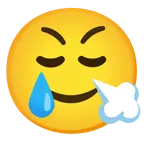 faccina che sbuffa + faccina sorridente con lacrima