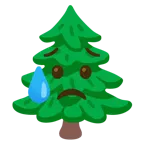 faccina delusa ma sollevata + albero sempreverde